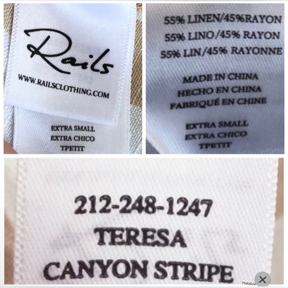 Rails Anthropologie Linen canyon stripe jumpsuit back bow cutouts NEW Re $160 XS - Picture 14 of 16